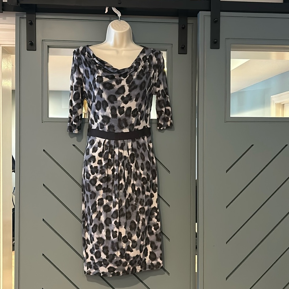 Banana Republic side zip cheetah dress Cowel neck